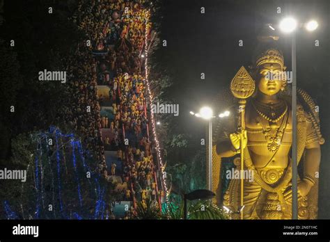 Batu Caves Malaysia 05th Feb 2023 Thousands Of Hindu Devotees Seen