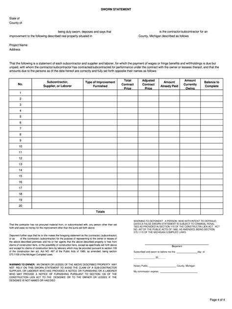 Mi Sworn Statement Complete Legal Document Online Us Legal Forms