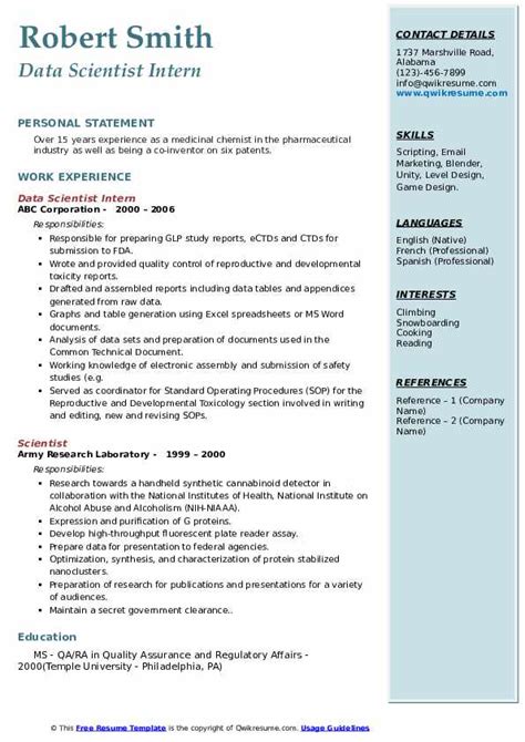 Scientist Resume Samples Qwikresume