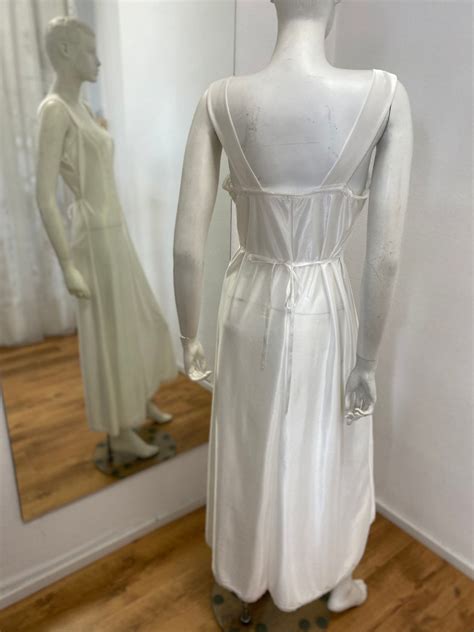 White Vintage Slip Dress Underslip Nylon Lace Slip Dress Lingerie Nightgown Etsy