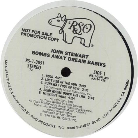 John Stewart Bombs Away Dream Babies US Promo vinyl LP album (LP record) (666685)