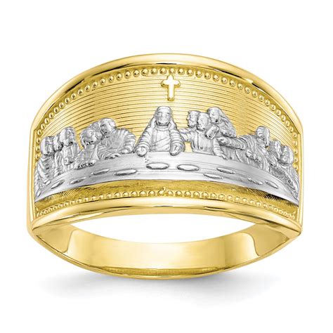 10k Yellow Gold Ladies Last Supper Band Ring Size 600 Religious Fine