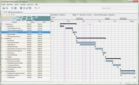 Vorlage Gantt Diagramm Excel S Bachelorarbeiten Mit Ganttproject Hot