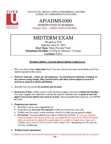 Adms D Summer Online Midterm Exam June