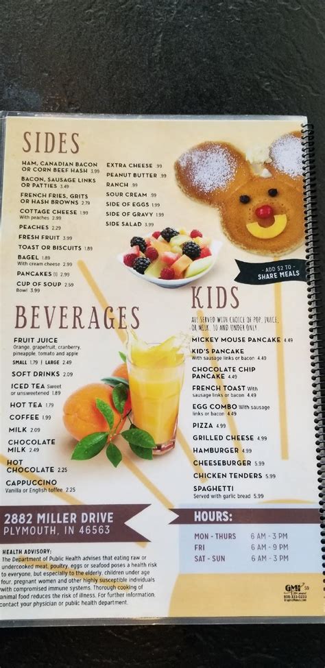 Menu At Sunrise House Of Pancakes Restaurant Plymouth