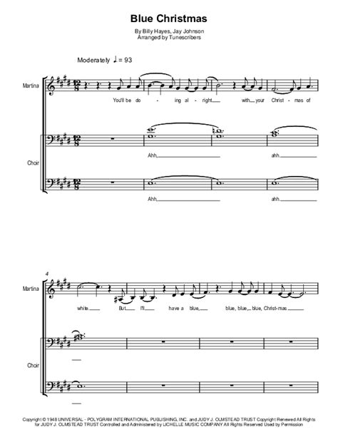 Blue Christmas Arr Tunescribers By Billy Hayes Sheet Music For Piano