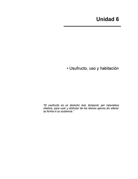 Unidad 06 USO USUFRUCTO HABITACIÓN Unidad 6 Usufructo uso y