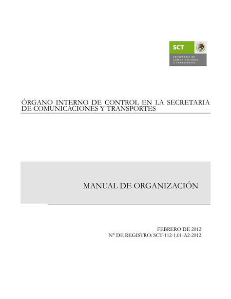 Pdf Manual De Organizaci N Gob Manual De Organizaci N Del Rgano