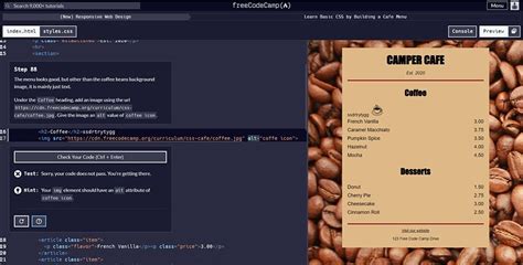 Learn Basic Css By Building A Cafe Menu Step 88 Html Css The Freecodecamp Forum