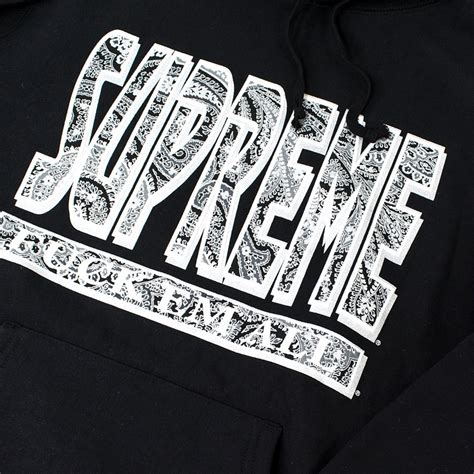 Supreme Sweatshirt Hoody Paisley Fuck Em All Black Black CLOTHES ACCESORIES Sweatshirts