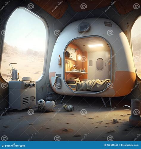 Interior of a Doomsday Escape Pod in Desert Stock Illustration ...