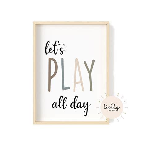 Lets Play All Day Schild Lets Play Printable Spielzeugzimmer Druck