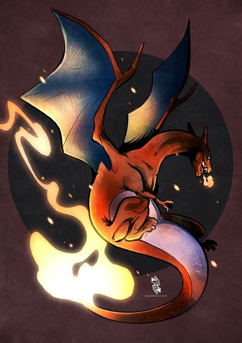 191508 Safe Artistsarahmasonart Charizard Fictional Species Feral Nintendo Pokémon