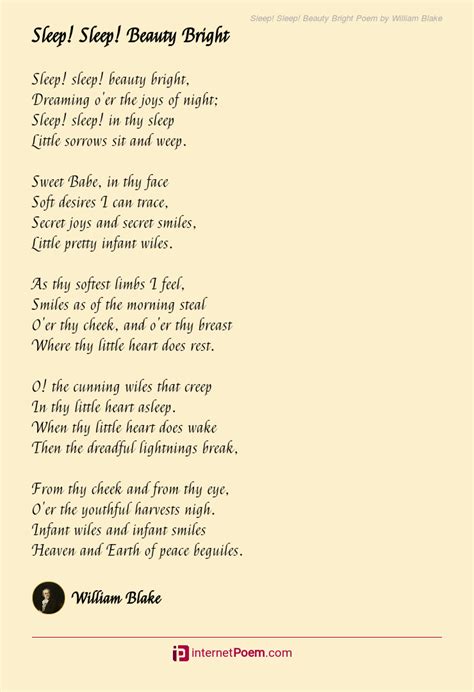 Sleep! Sleep! Beauty Bright Poem by William Blake