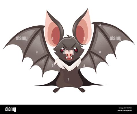 Cartoon Bat Cute Vampire Bat Flying Mammal Flat Vector Illustration