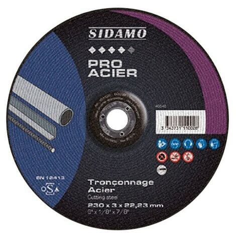 Disque à tronçonner PRO ACIER D 230 x 3 x Al 22 23 mm Acier métaux