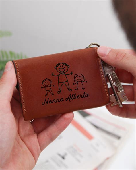 Portachiavi In Pelle Personalizzato Con Dedica E Bimbi Idea Regalo