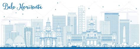 Outline Belo Horizonte Skyline with Blue Buildings. Stock Vector by ©booblgum 128643306