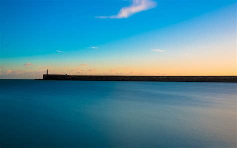 Gray Concrete Water Dam Sky Water Lighthouse HD Wallpaper