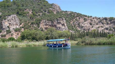 Kings Tombs In The Cliff Face Kaunos Dalyan Turkey Stock Footage