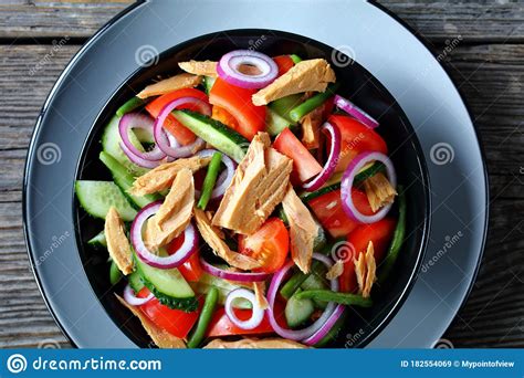 Low Calorie Tuna Starter With Green Bean Close Up Stock Image Image