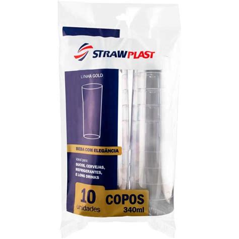 Copo Descartável Strawplast Cristal 340Ml 10 Unidades BIG BOX