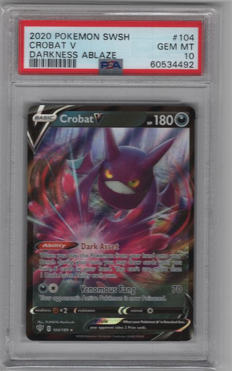 Crobat V 2020 Sword & Shield: Darkness Ablaze #104/189 Holo PSA 10 ...