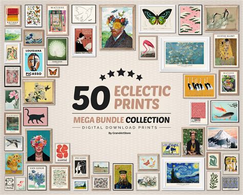 50 Eclectic Mega Bundle Gallery Wall Set Printable Eclectic Wall Art Maximalist Home Decor