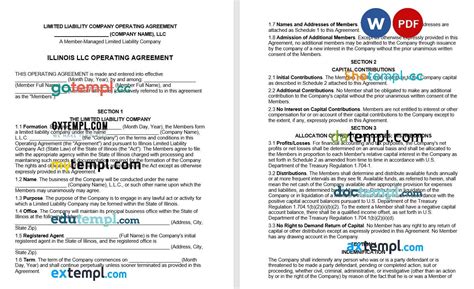 Illinois Multi Member Llc Operating Agreement Word Example Fully Editable