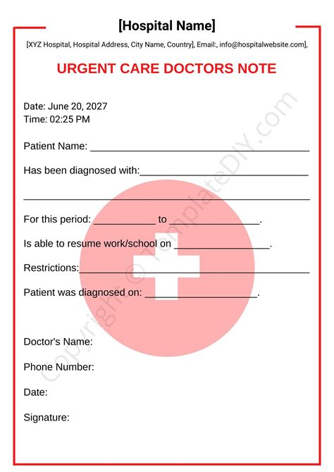 Urgent Care Doctors Note Printable Template in PDF & Word