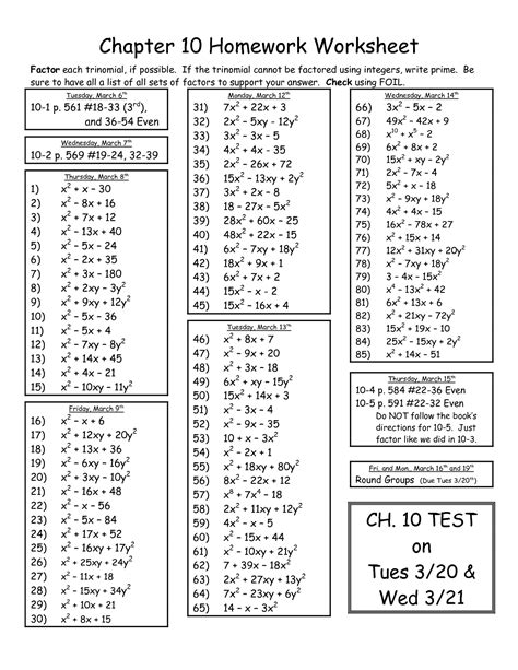 Factoring Trinomials Worksheet Answer Key – E Street Light