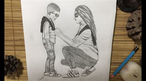 Mother S Day Drawing Mother And Son Pencil Sketch Step By Step My Xxx Hot Girl