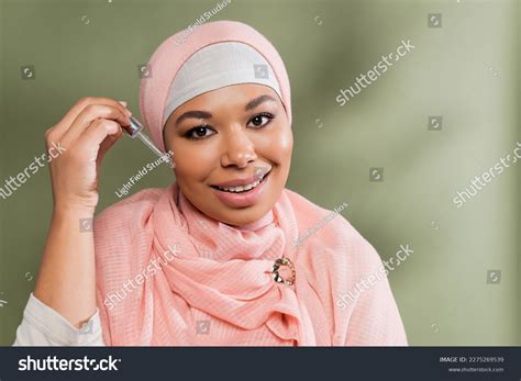 Joyful Multiracial Muslim Woman Pink Hijab Stock Photo 2275269539