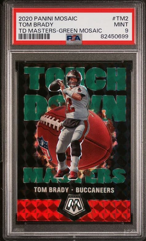 2020 Panini Mosaic Tom Brady PSA 9 Touchdown Masters Green Mosaic TM2