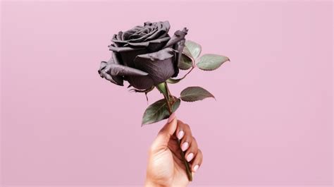 Premium Ai Image A Woman Holds A Black Rose In Her Hand