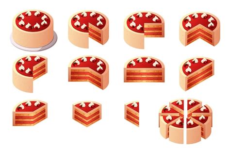 Premium Vector Cake Parts Isometric Pie Slices Constructor Cartoon