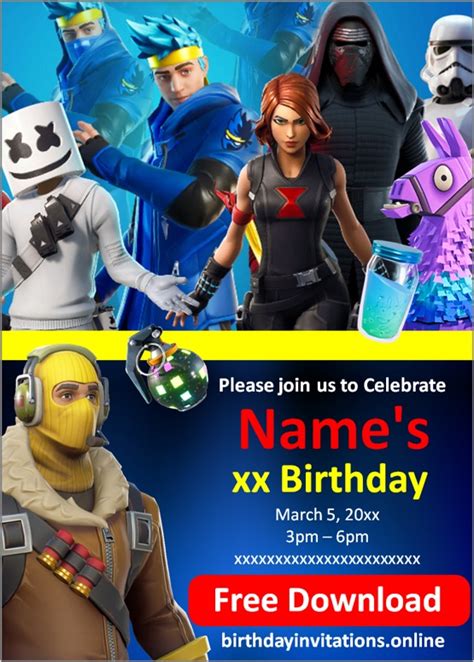 Fortnite Birthday Invitations Birthday Invitations