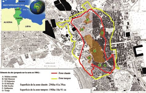 Map of the medina inscribed in the World Heritage List, and its buffer ...