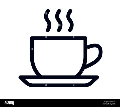 Cup Of Coffee Tea Or Other Hot Drink Vector Illustration Line Art Icon