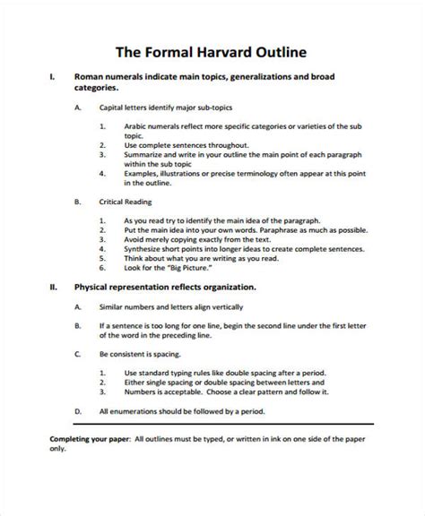 Scholarship Essay: Harvard outline format sample