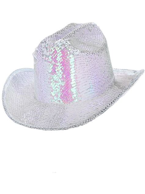 Adult Fever Sequin Cowboy Hat White