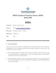 Syllabus B9329 ECF Spring 2024 Xavier Pdf B9329 Empirical Corporate