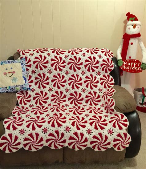 Peppermint Swirl Crochet Afghan Pattern From Red Heart Christmas