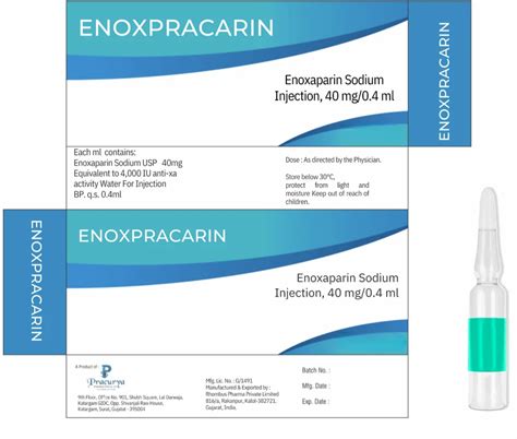 Enoxaparin Sodium Injection Mg Ml At Rs Piece Enoxaparin