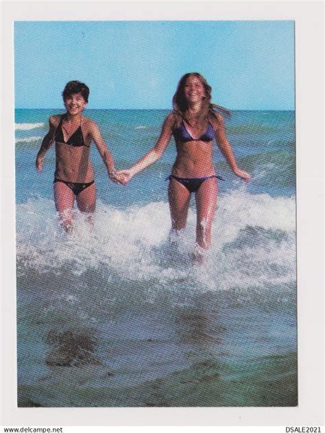 Pin Ups Two Sexy Women Lady With Swimwear Bikini Summer Beach Fun Vintage View Photo
