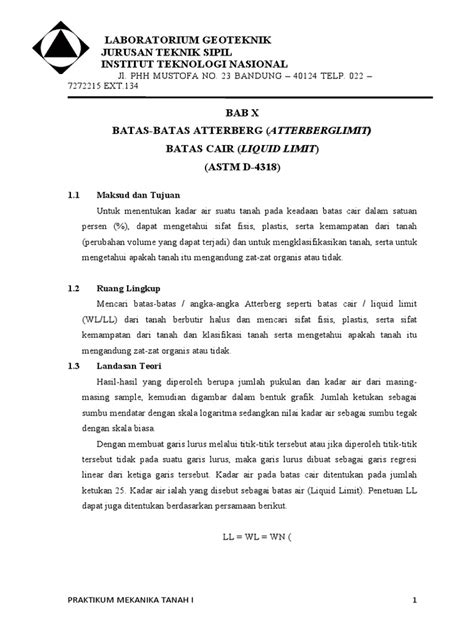 Laporan Uji Atterberg Pdf