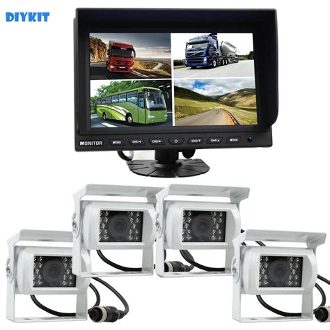 DIYKIT 9Inch Split QUAD Video Security Monitor White 4 X CCD IR Night