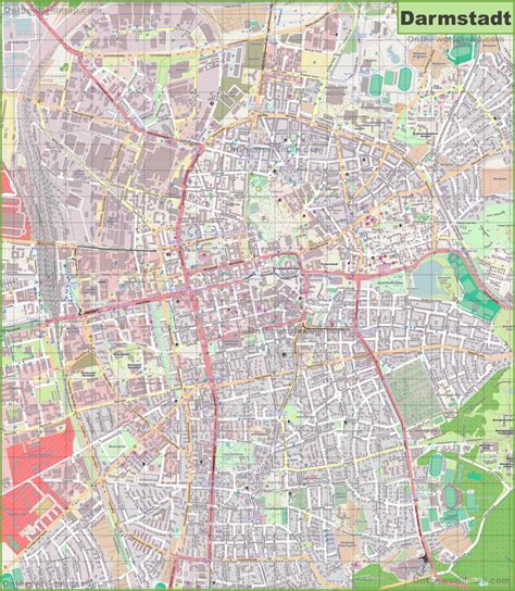 Large detailed map of Darmstadt