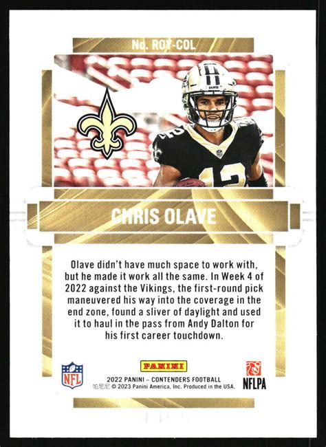 Panini Contenders Chris Olave Rookie Of The Year Contenders Rc Ebay