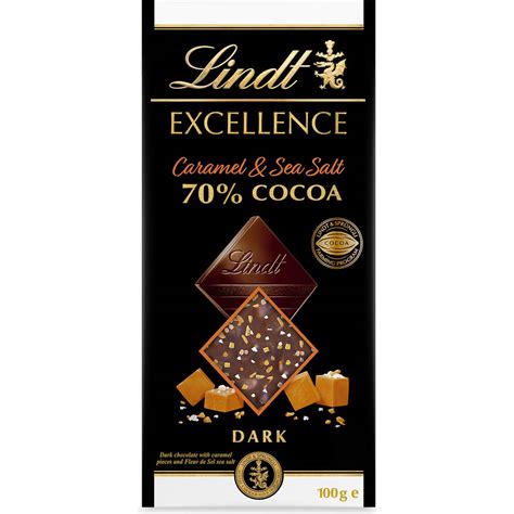 Lindt Excellence 70 Cocoa Caramel Sea Salt Dark Chocolate Block 100g